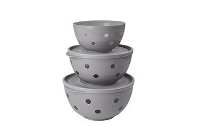 Set of bicolour salad bowls "Sens", smoky gray